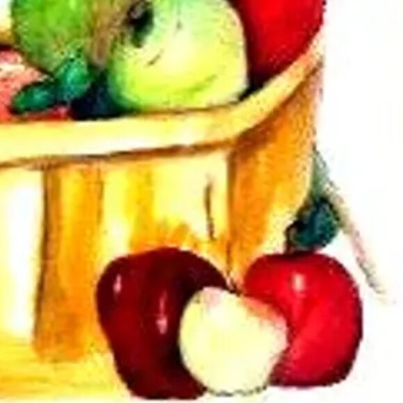 Framed Watercolor Painting, Original Artwork, 22x18, Basket of Apples, Authentic - Picture 5 of 9